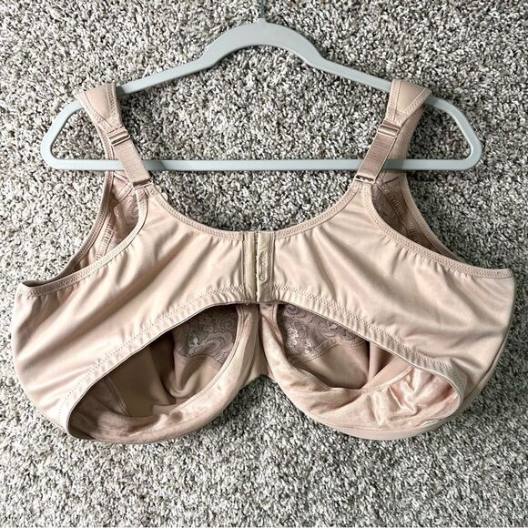 Glamorise Bra Women’s 48G Beige Tan Low Cut WonderWire Lace - Picture 6 of 8